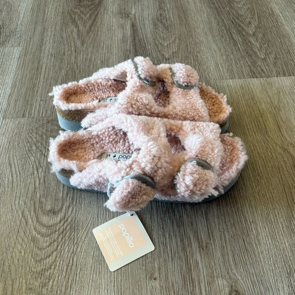 Birkenstock Papillio Women's Teddy Crystal Rose Shearling Slide Sandals Size 39 - Picture 6 of 11